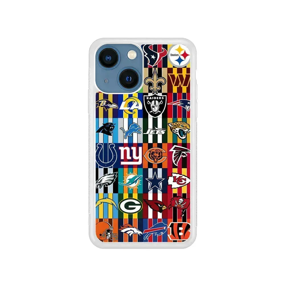 All NFL Football Logo iPhone 13 Mini Case-Rubber / White (2D Case)-Xtracase
