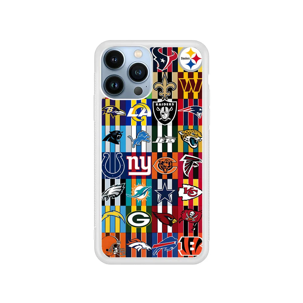 All NFL Football Logo iPhone 13 Pro Case-Rubber / White (2D Case)-Xtracase