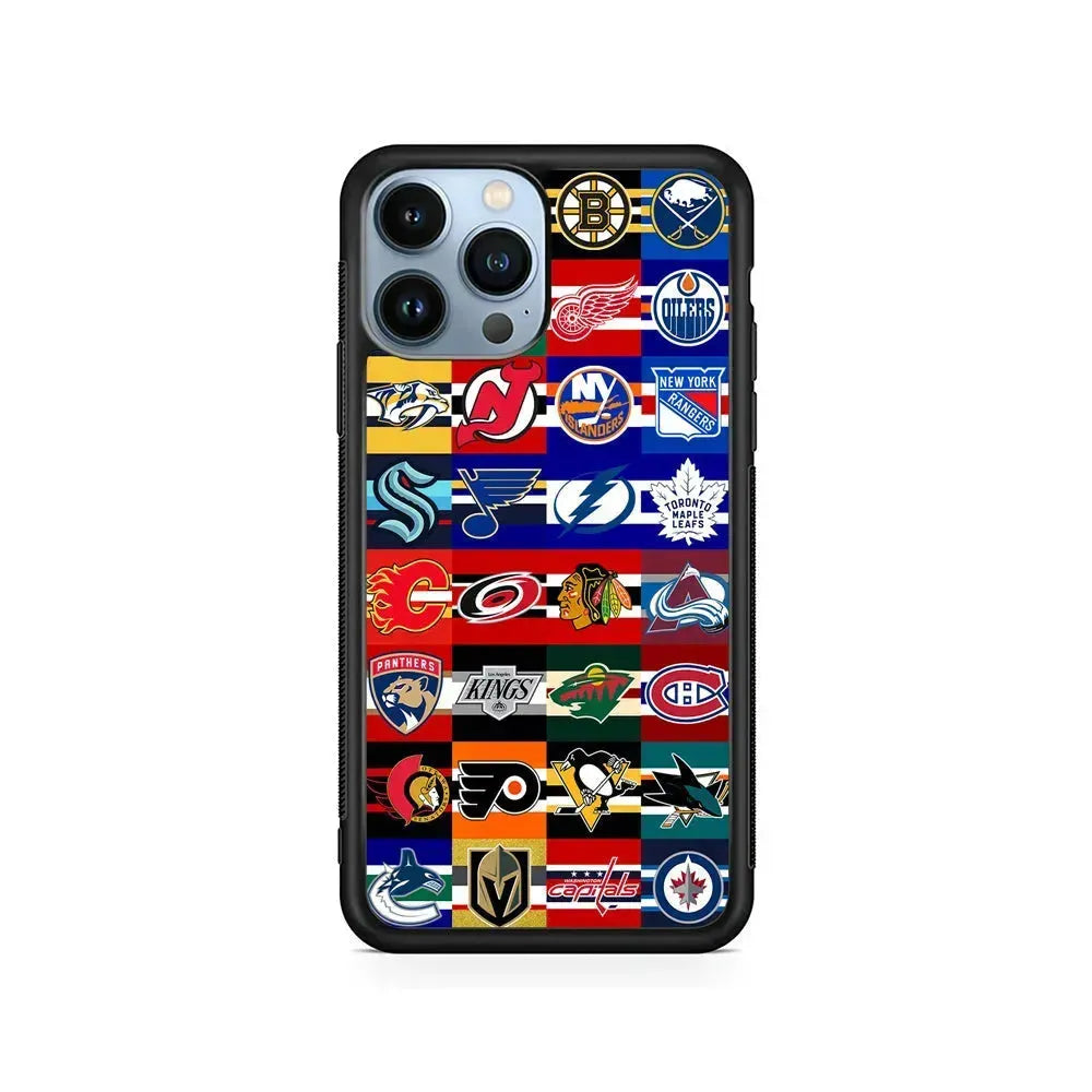 All NHL Teams Jersey iPhone 15 Pro Max Case-Rubber / Black (2D Case)-Xtracase