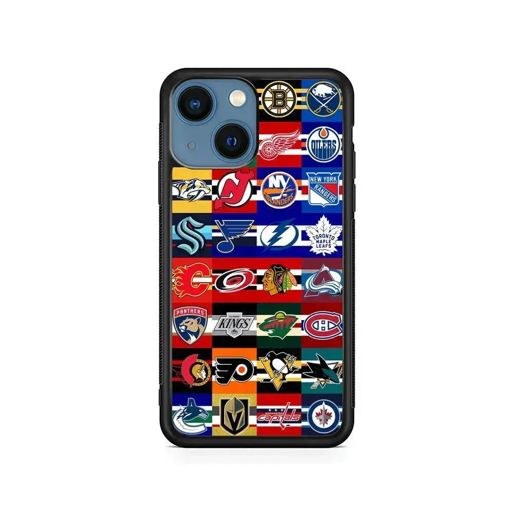 All NHL Teams Jersey iPhone 13 Mini Case-Rubber / Black (2D Case)-Xtracase