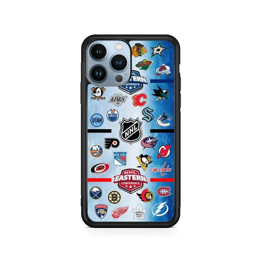 All NHL Teams Logo iPhone 15 Pro Max Case-Rubber / Black (2D Case)-Xtracase