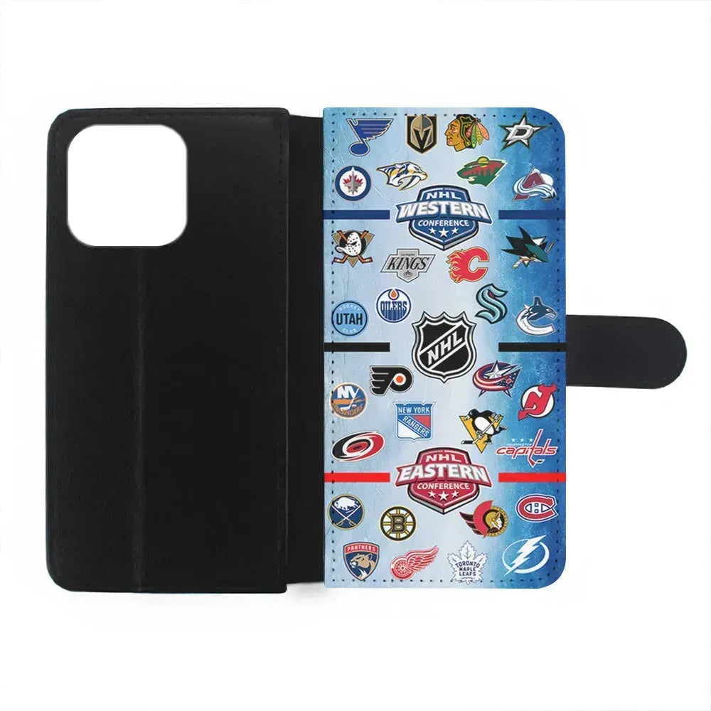 All NHL Teams Logo iPhone 15 Pro Max Case-Flip Wallet Case-Xtracase