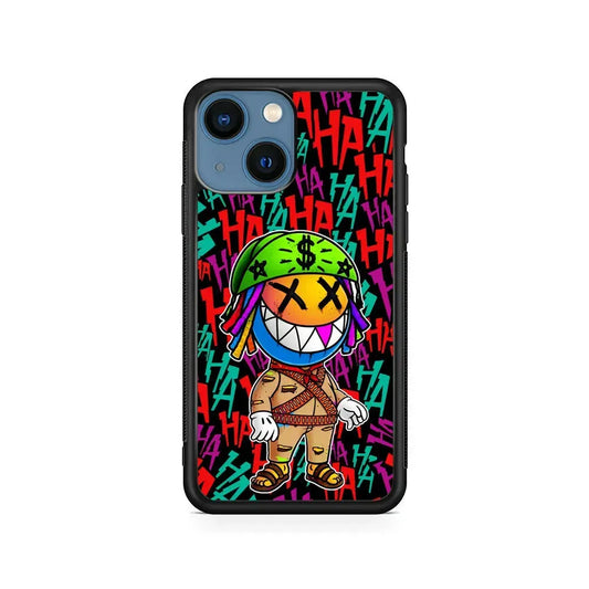 Always Happy Smiling Mask iPhone 13 Mini Case-Rubber / Black (2D Case)-Xtracase