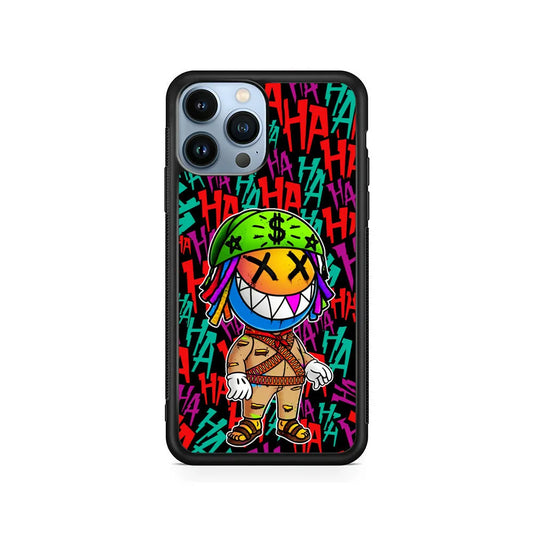 Always Happy Smiling Mask iPhone 13 Pro Max Case-Rubber / Black (2D Case)-Xtracase