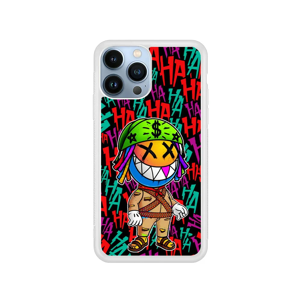 Always Happy Smiling Mask iPhone 13 Pro Case-Rubber / White (2D Case)-Xtracase