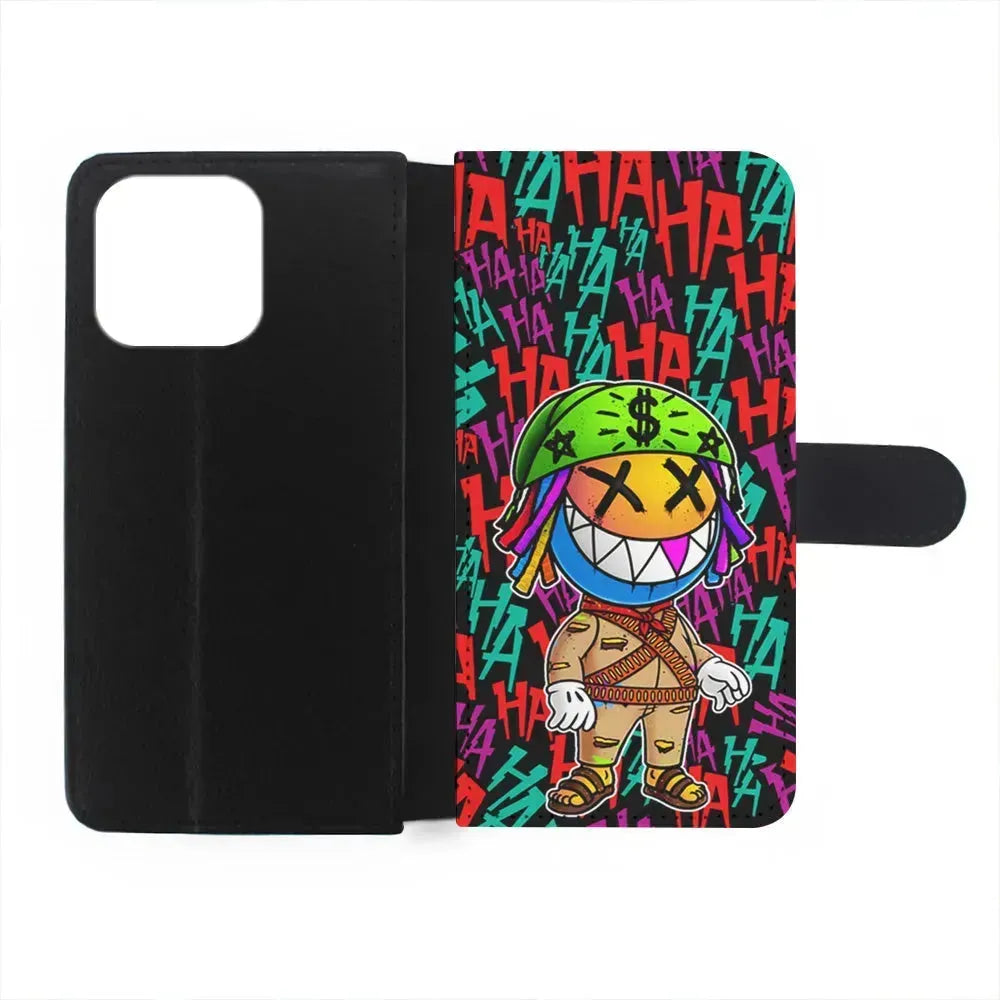 Always Happy Smiling Mask iPhone 15 Pro Max Case-Flip Wallet Case-Xtracase