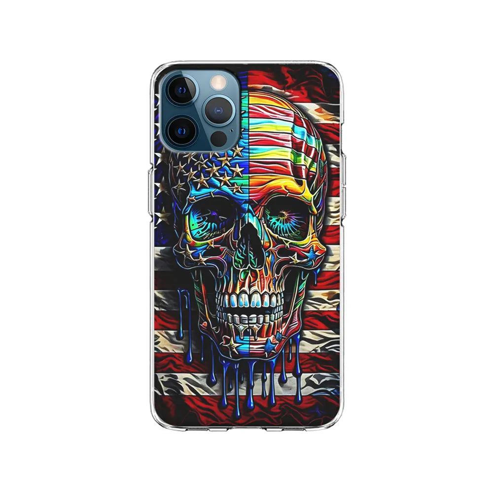 American Flag with Face Skulls iPhone 13 Pro Case-Clear Soft Case-Xtracase