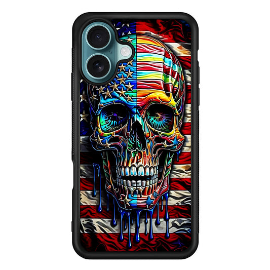 American Flag with Face Skulls iPhone 16 Plus Case - Xtracase