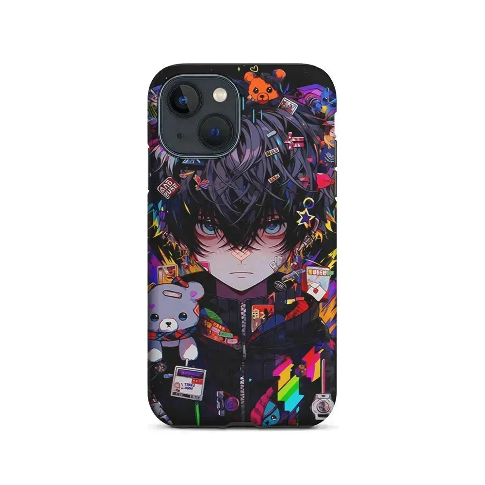 Anime Boy Bear Doll Aesthetic iPhone 13 Mini Case-2 in 1 Tough Case-Xtracase