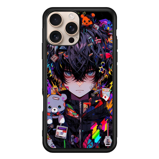 Anime Boy Bear Doll Aesthetic iPhone 16 Pro Max Case - iPhone 16 Pro Max