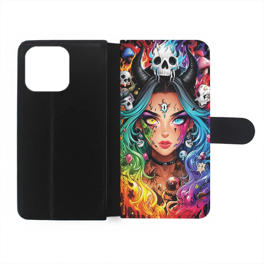 Anime Witch Girl Art iPhone 13 Pro Case-Flip Wallet Case-Xtracase