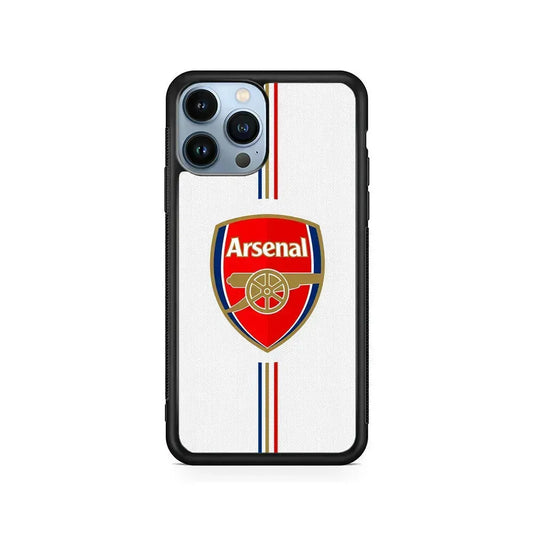 Arsenal Emblem Stripe Line iPhone 15 Pro Max Case-Rubber / Black (2D Case)-Xtracase