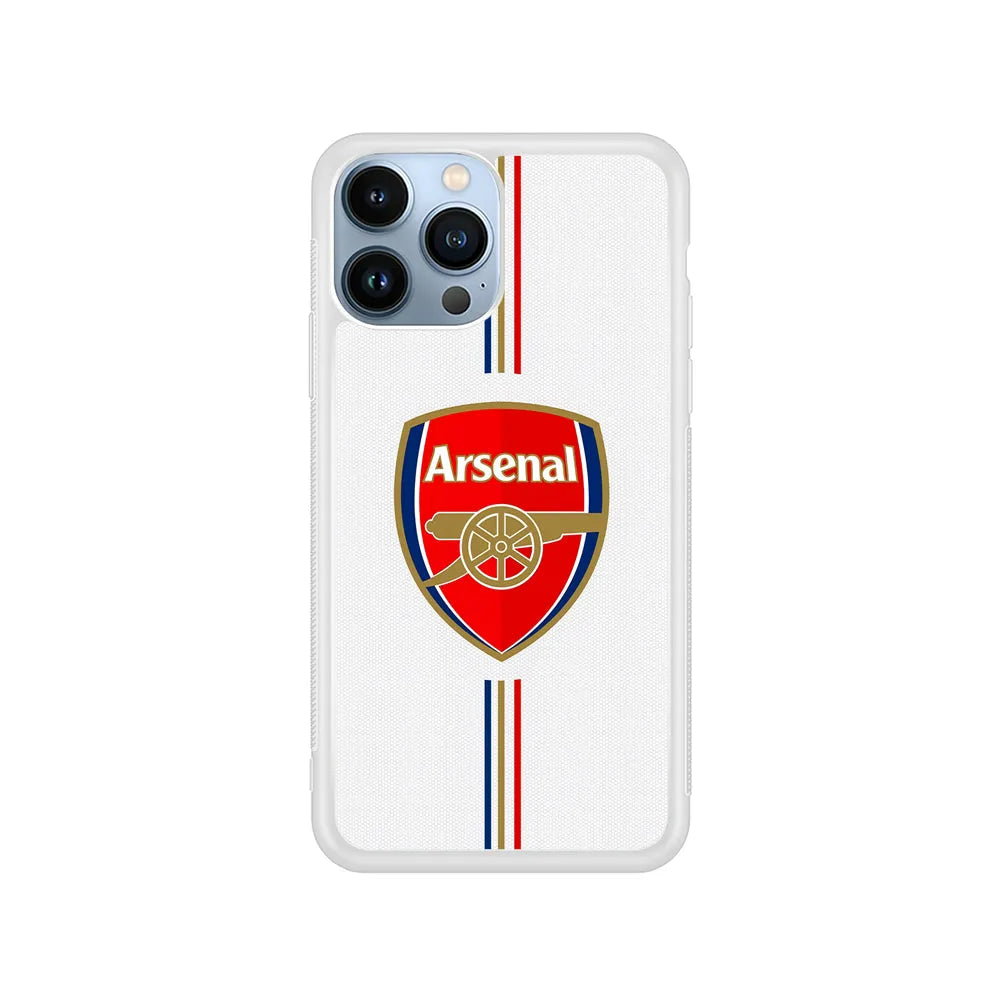 Arsenal Emblem Stripe Line iPhone 13 Pro Case-Rubber / White (2D Case)-Xtracase