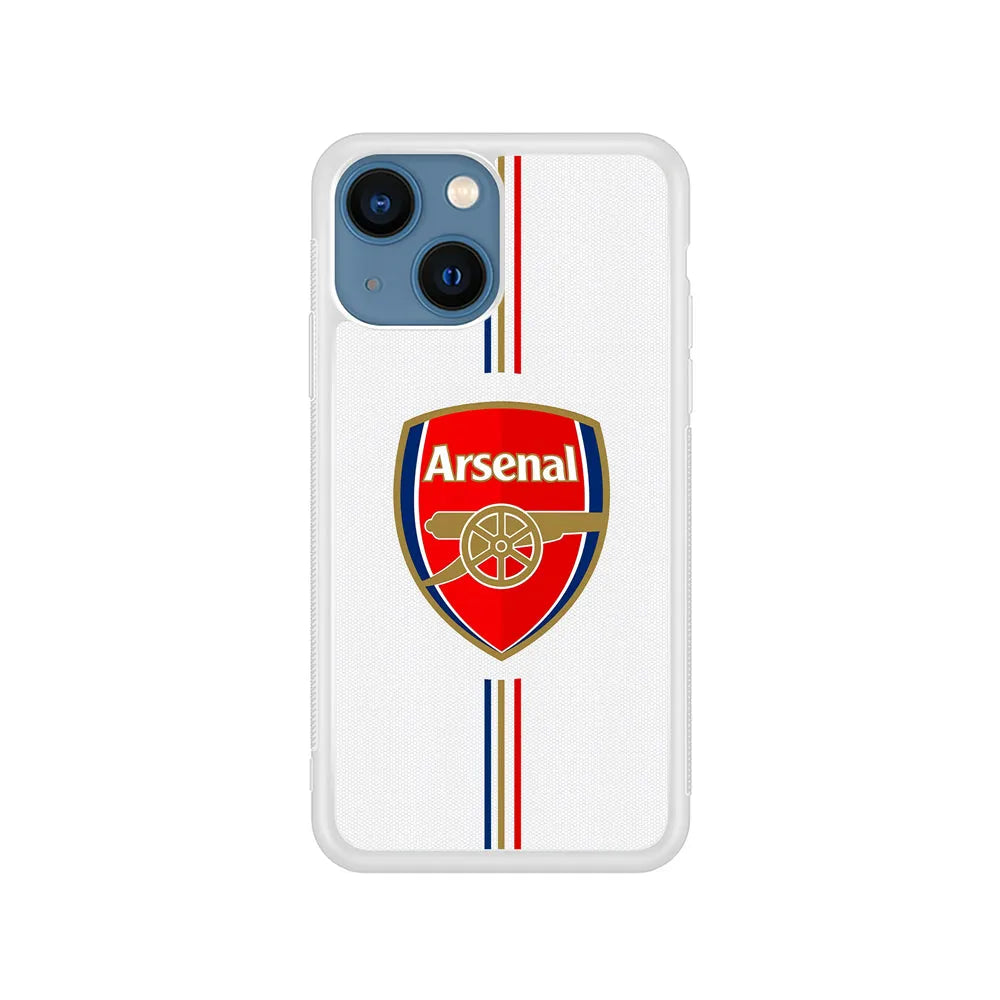 Arsenal Emblem Stripe Line iPhone 14 Plus Case-Rubber / White (2D Case)-Xtracase