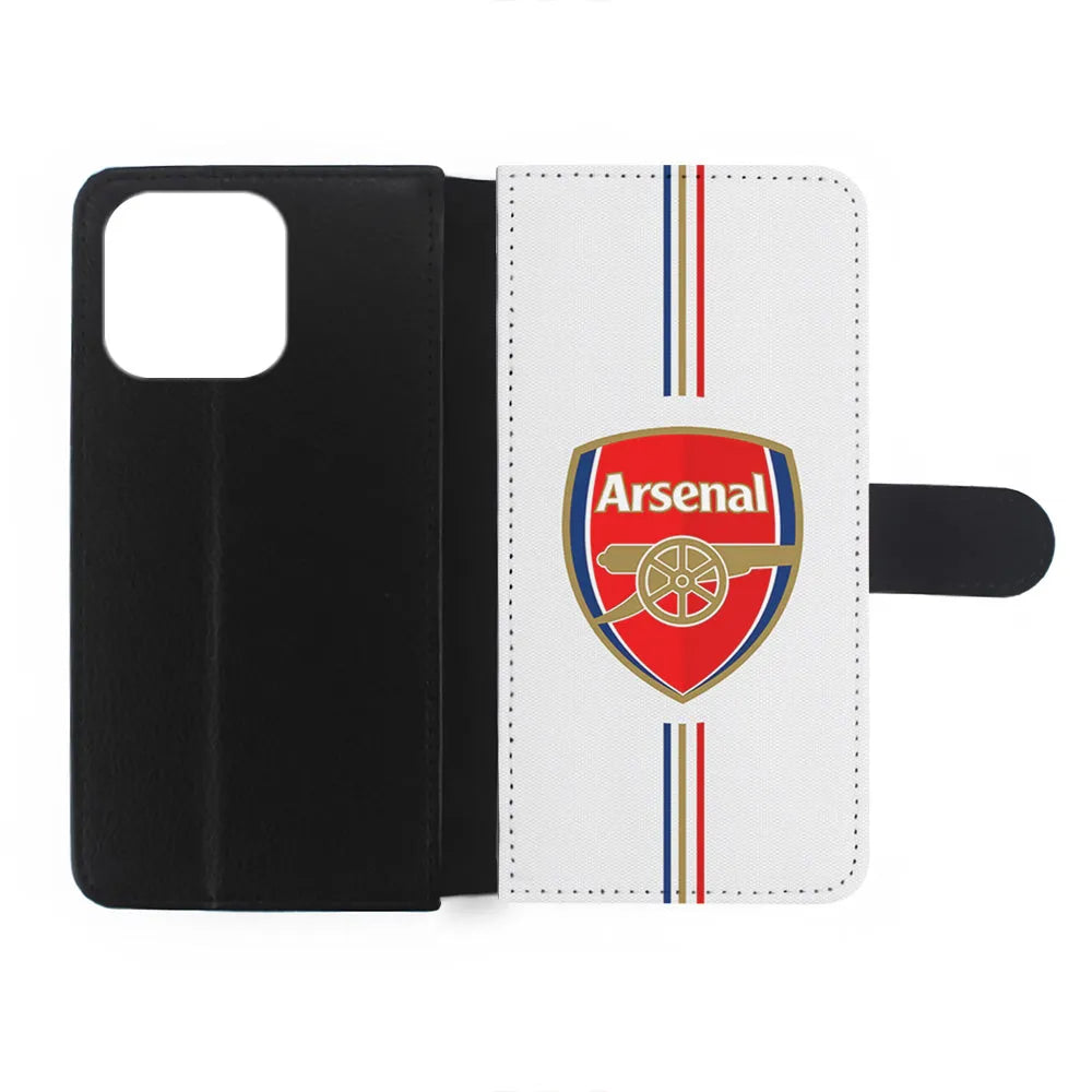 Arsenal Emblem Stripe Line iPhone 14 Plus Case-Flip Wallet Case-Xtracase
