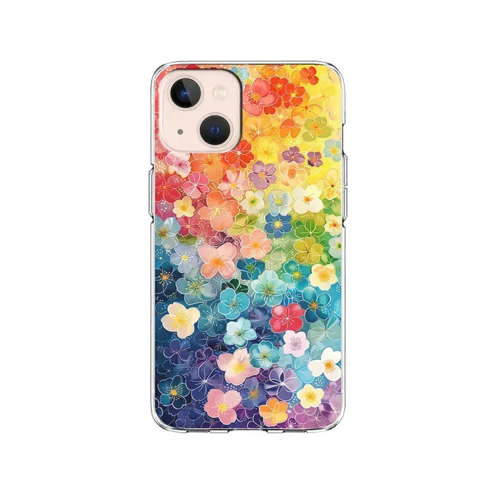 Artistic Rainbow Flower Pattern iPhone 13 Mini Case-Clear Soft Case-Xtracase