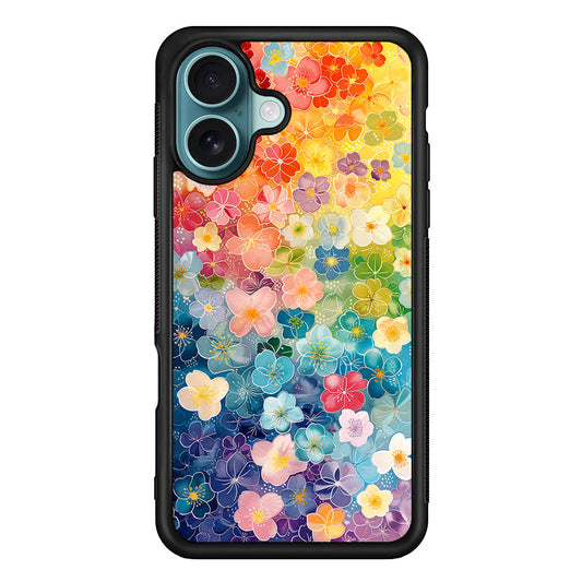 Artistic Rainbow Flower Pattern iPhone 16 Plus Case - Xtracase