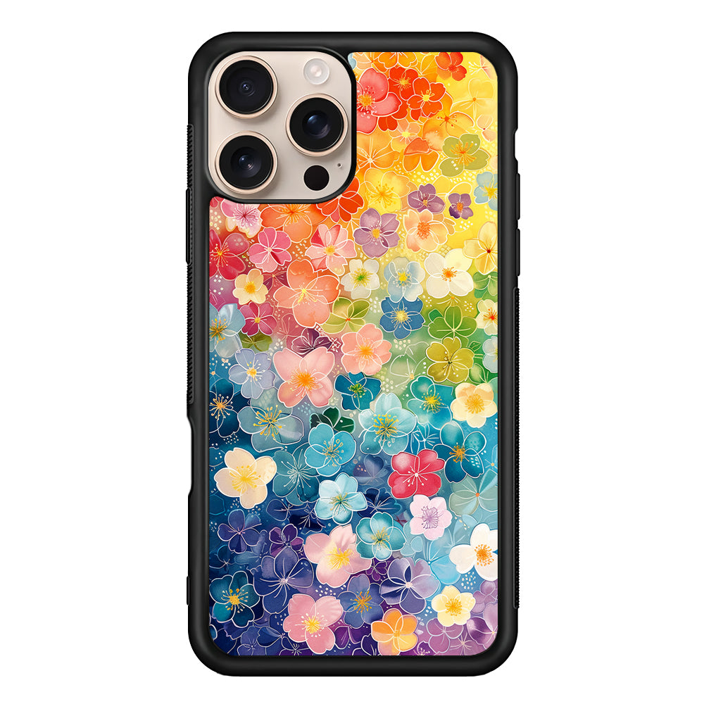 Artistic Rainbow Flower Pattern iPhone 16 Pro Case - iPhone 16 Pro