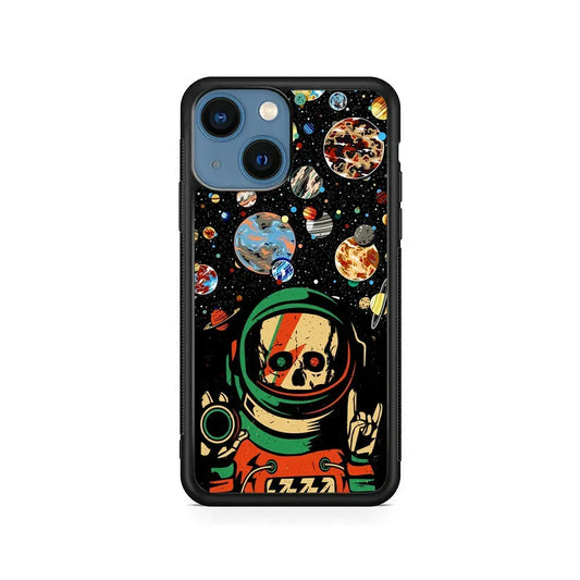 Astro Skull on The Space iPhone 13 Mini Case-Rubber / Black (2D Case)-Xtracase