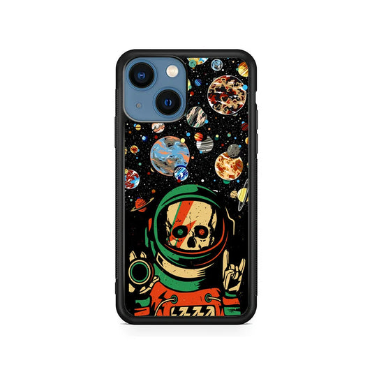 Astro Skull on The Space iPhone 15 Case-Rubber / Black (2D Case)-Xtracase