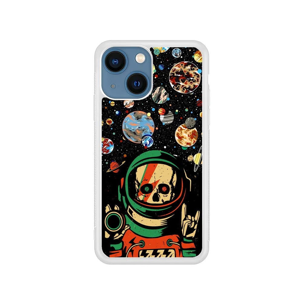 Astro Skull on The Space iPhone 14 Plus Case-Rubber / White (2D Case)-Xtracase