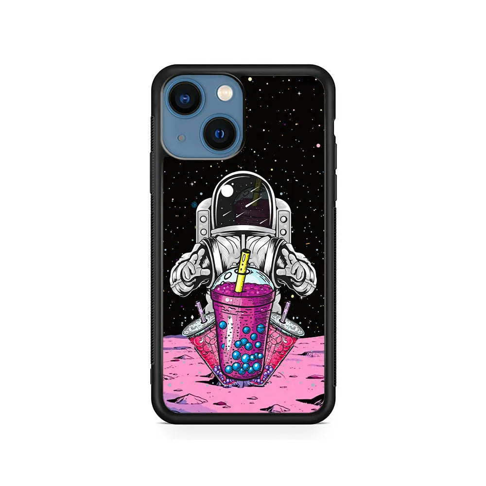 Astronaut and Bubble Ice iPhone 14 Plus Case-Rubber / Black (2D Case)-Xtracase