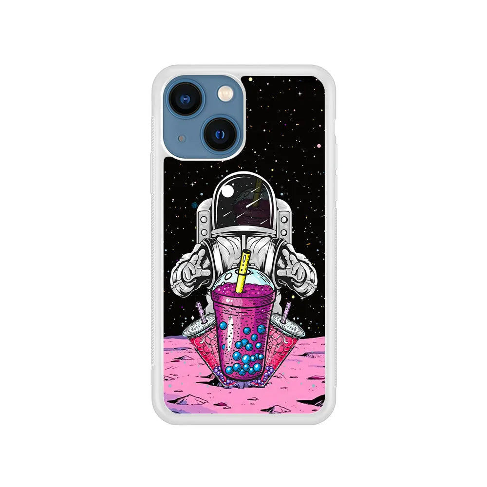 Astronaut and Bubble Ice iPhone 15 Plus Case-Rubber / White (2D Case)-Xtracase