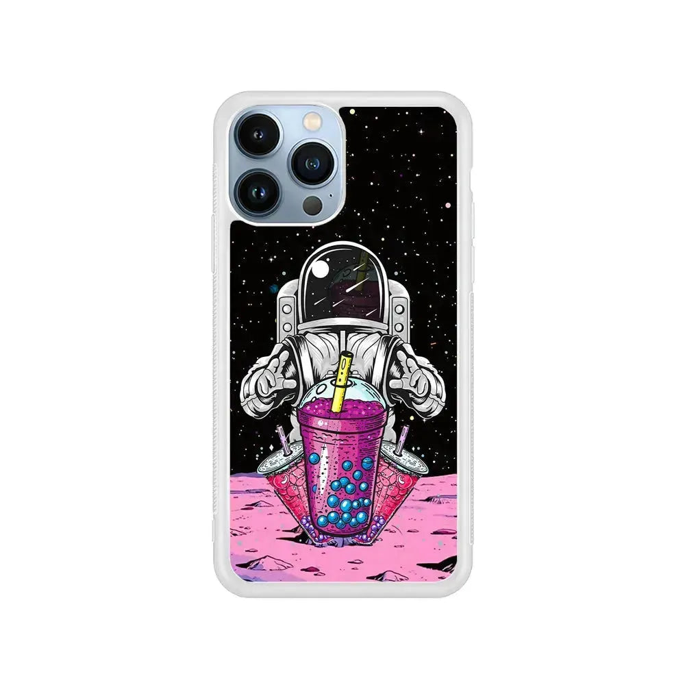 Astronaut and Bubble Ice iPhone 15 Pro Max Case-Rubber / White (2D Case)-Xtracase
