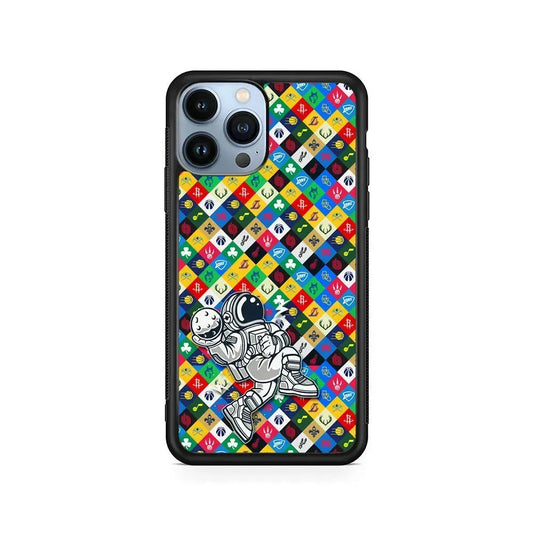 Astronauts Basketball Team Logo iPhone 15 Pro Max Case-Rubber / Black (2D Case)-Xtracase