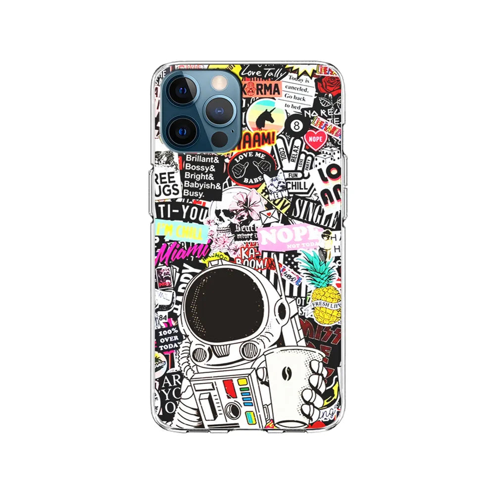 Astronauts Coffee Cheers iPhone 13 Pro Case-Clear Soft Case-Xtracase