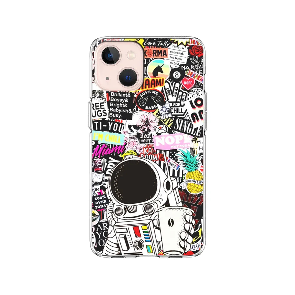 Astronauts Coffee Cheers iPhone 14 Plus Case-Clear Soft Case-Xtracase