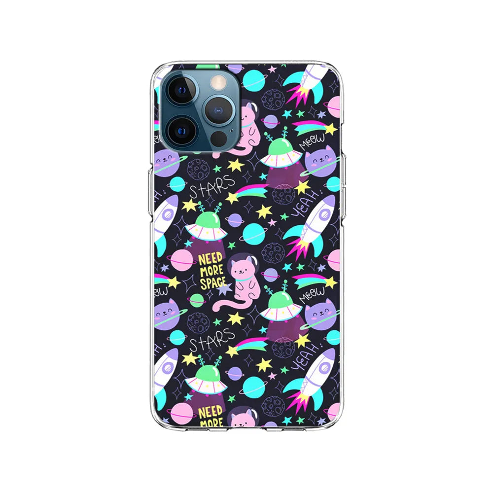 Astronauts Rockets Cat iPhone 13 Pro Case-Clear Soft Case-Xtracase