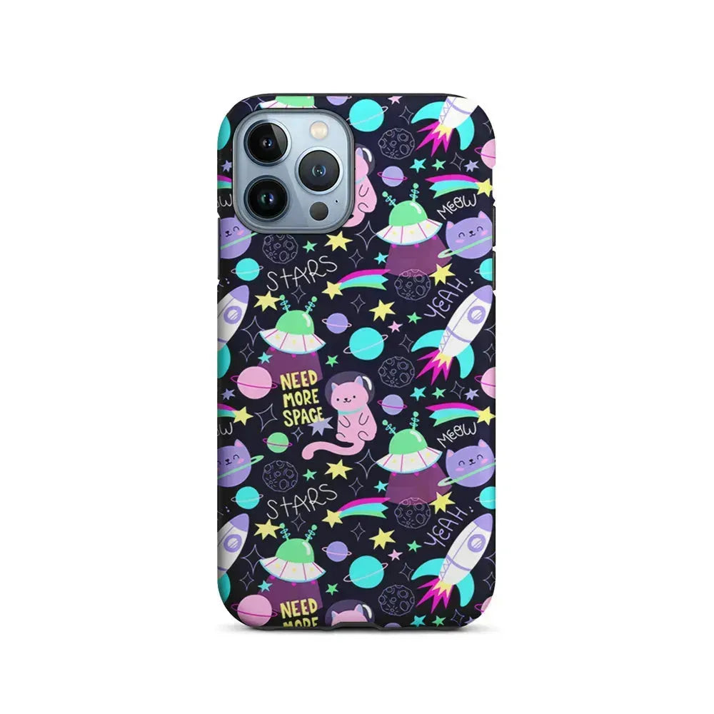 Astronauts Rockets Cat iPhone 15 Pro Max Case-2 in 1 Tough Case-Xtracase