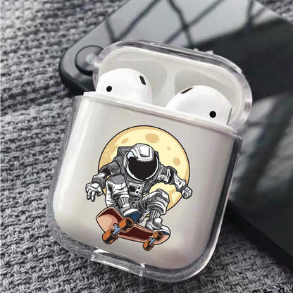 Astronauts Skater Protective Clear Case Cover For Apple Airpods-Xtracase