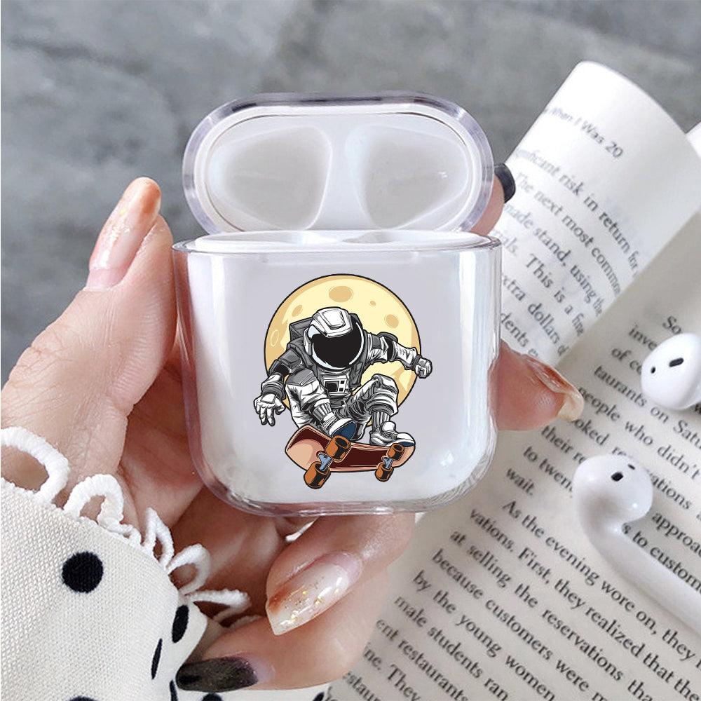 Astronauts Skater Protective Clear Case Cover For Apple Airpods-Xtracase