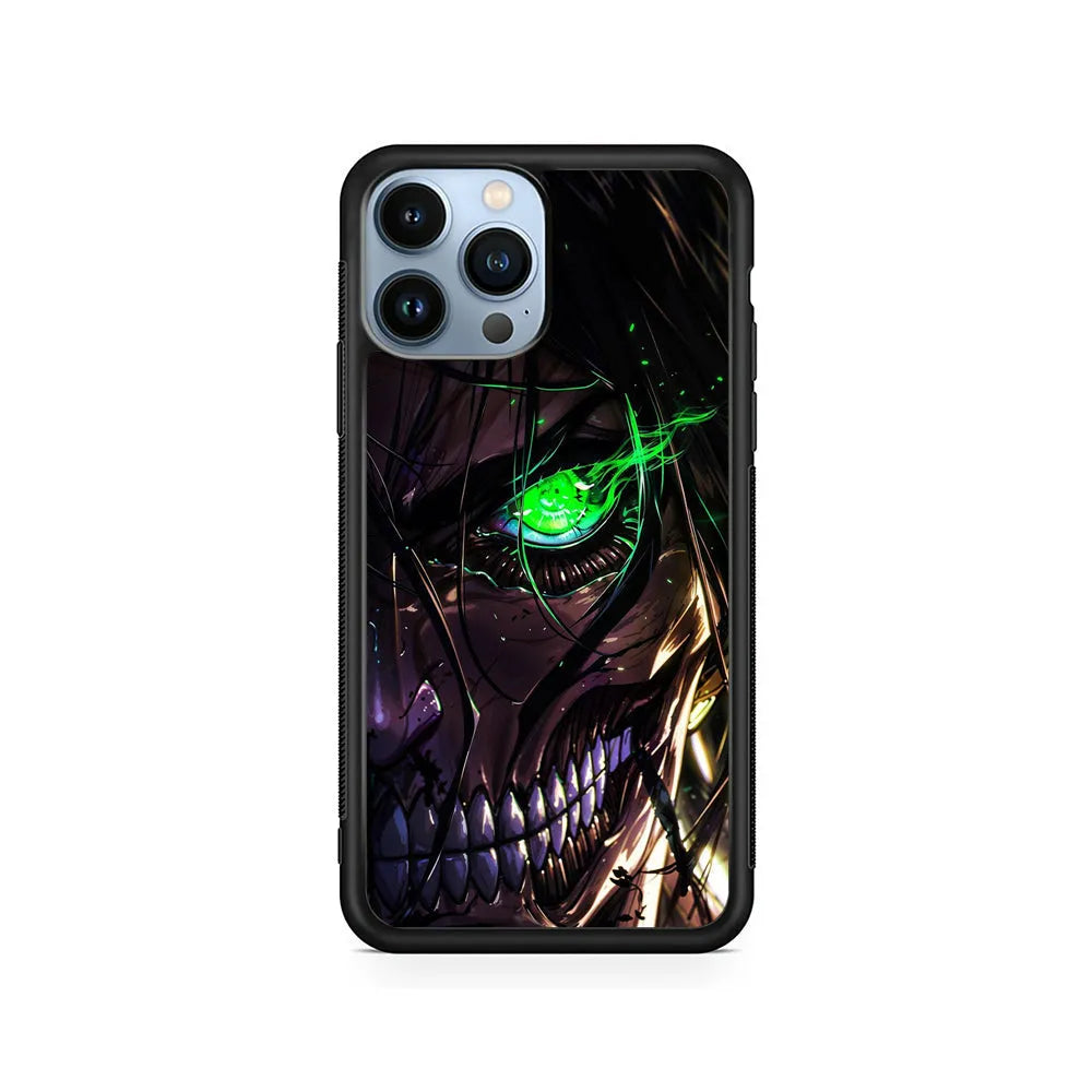 Attack on Titan Eren Face iPhone 13 Pro Case-Rubber / Black (2D Case)-Xtracase