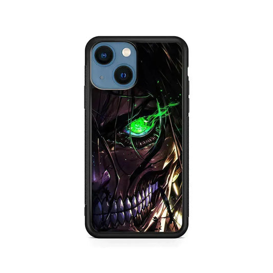 Attack on Titan Eren Face iPhone 13 Mini Case-Rubber / Black (2D Case)-Xtracase
