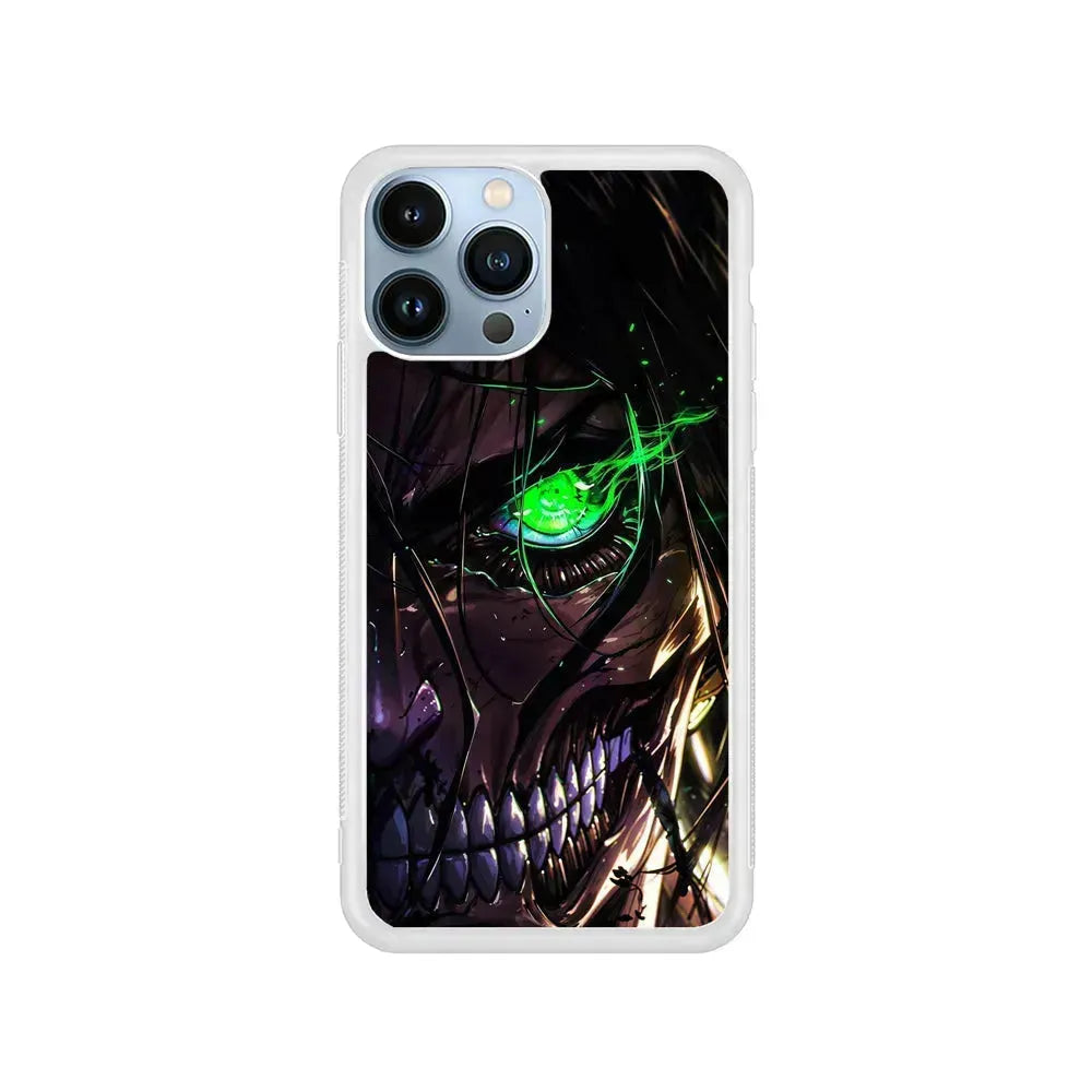 Attack on Titan Eren Face iPhone 15 Pro Max Case-Rubber / White (2D Case)-Xtracase