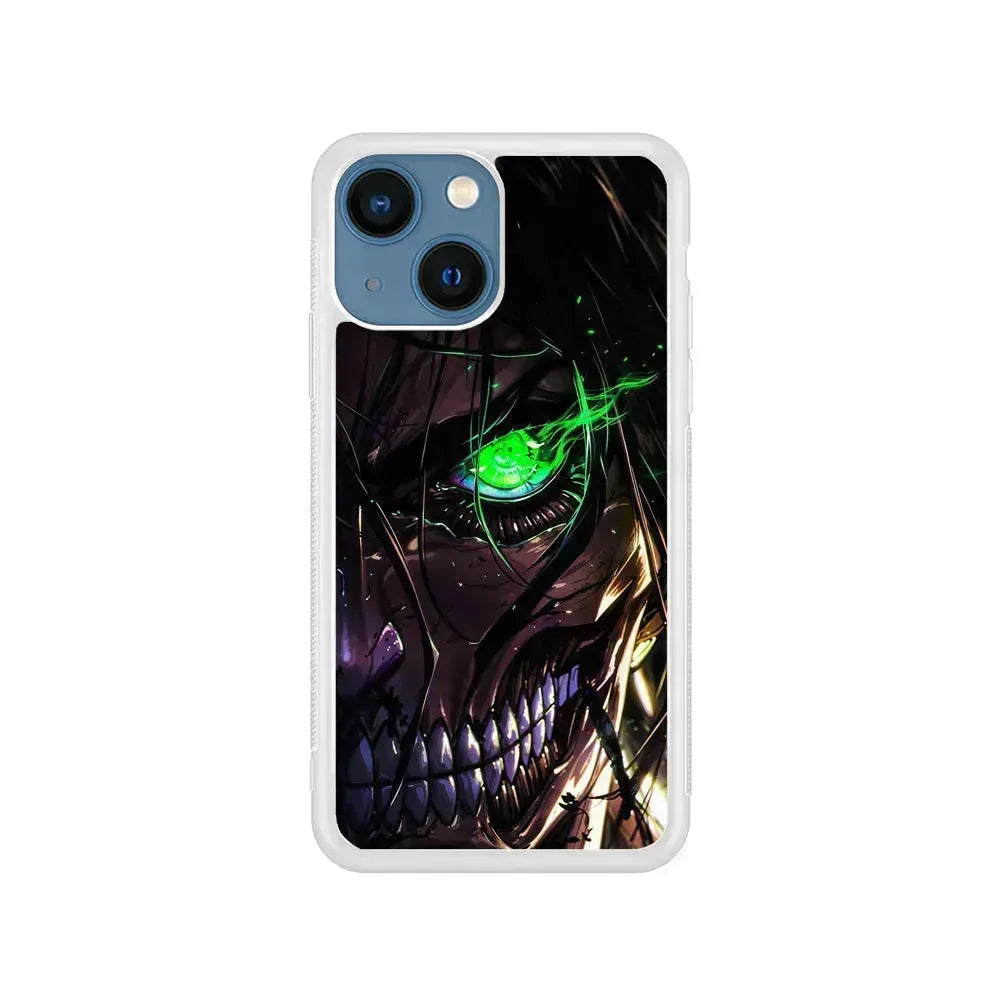 Attack on Titan Eren Face iPhone 13 Mini Case-Rubber / White (2D Case)-Xtracase