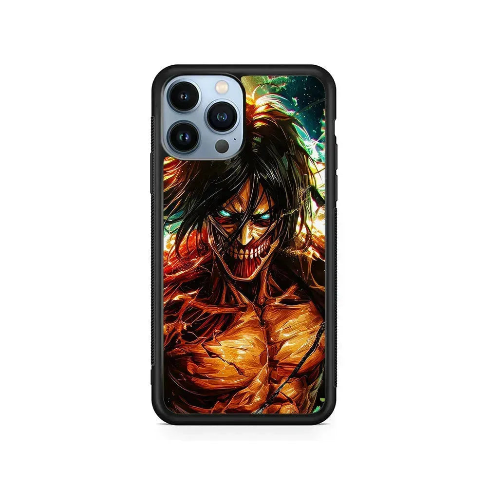Attack on Titan Eren's Form iPhone 15 Pro Max Case-Rubber / Black (2D Case)-Xtracase