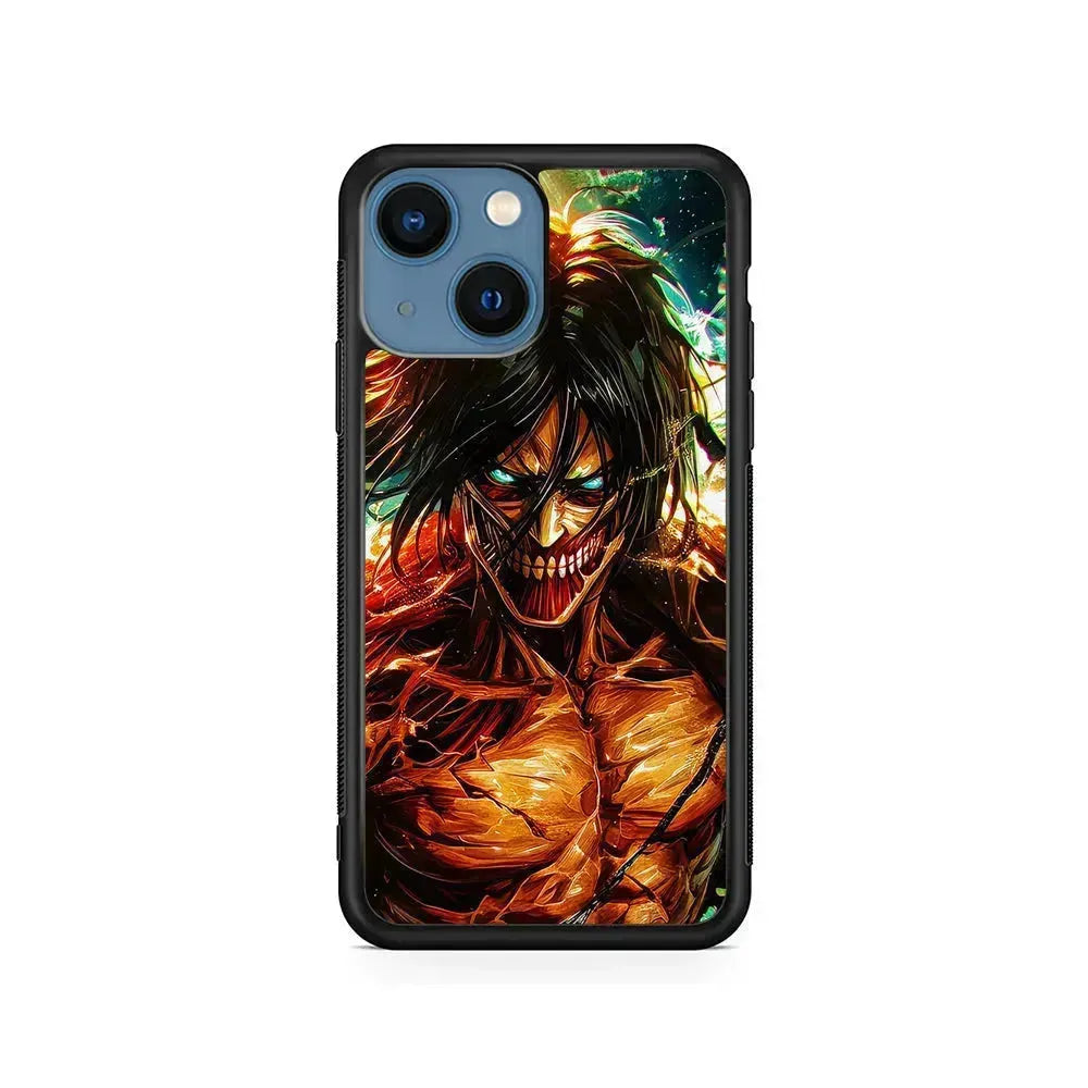 Attack on Titan Eren's Form iPhone 13 Mini Case-Rubber / Black (2D Case)-Xtracase