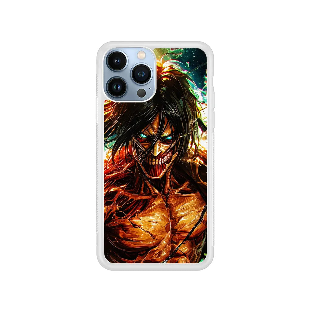 Attack on Titan Eren's Form iPhone 13 Pro Case-Rubber / White (2D Case)-Xtracase