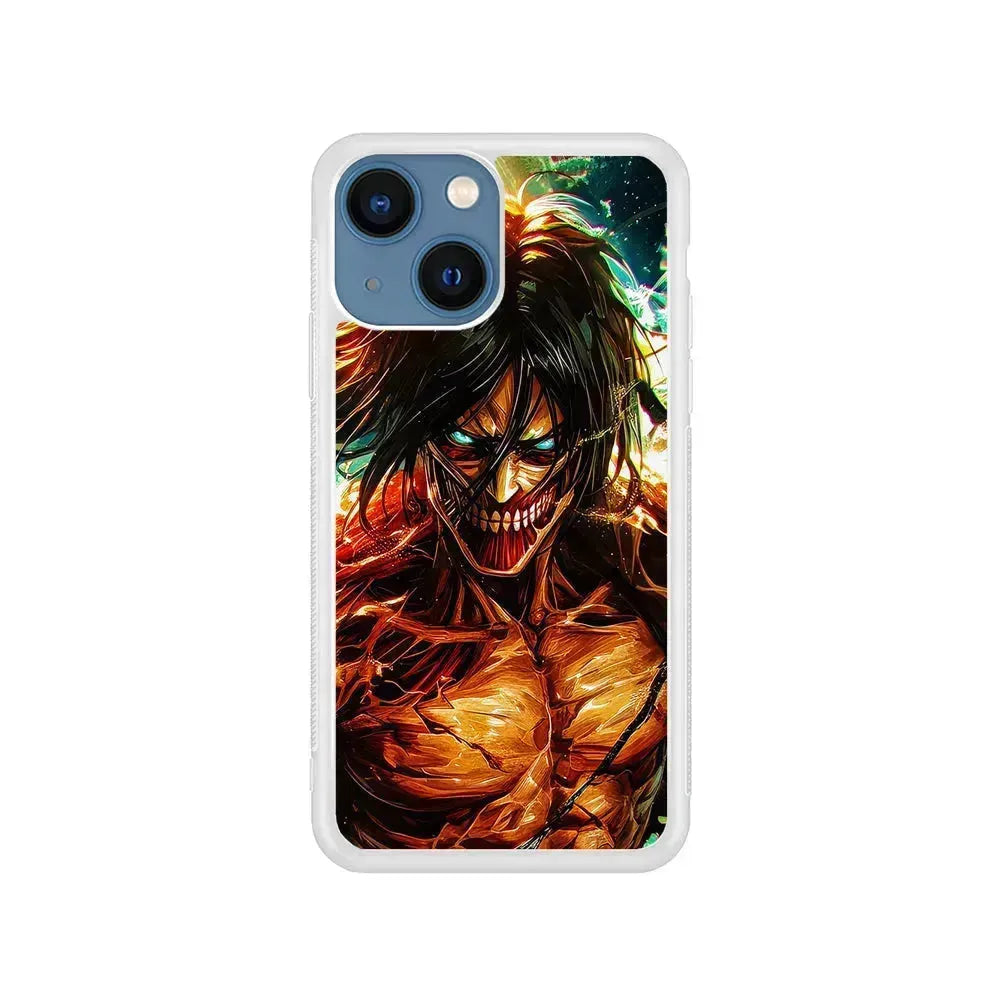 Attack on Titan Eren's Form iPhone 13 Mini Case-Rubber / White (2D Case)-Xtracase