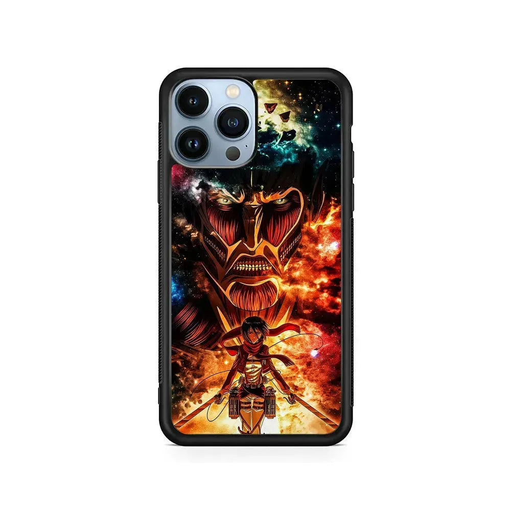 Attack on Titan Mikasa Art iPhone 15 Pro Max Case-Rubber / Black (2D Case)-Xtracase
