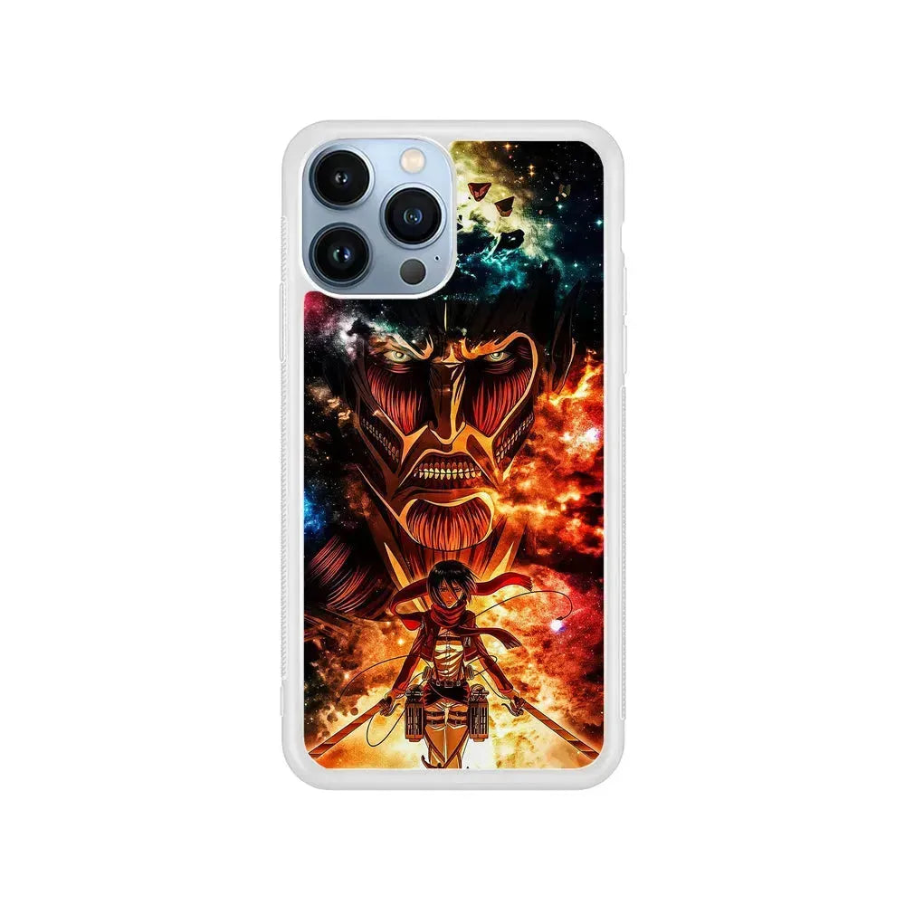 Attack on Titan Mikasa Art iPhone 15 Pro Max Case-Rubber / White (2D Case)-Xtracase
