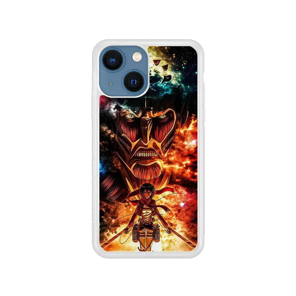 Attack on Titan Mikasa Art iPhone 13 Mini Case-Rubber / White (2D Case)-Xtracase