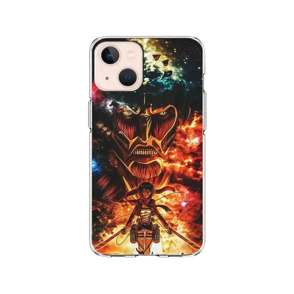 Attack on Titan Mikasa Art iPhone 13 Mini Case-Clear Soft Case-Xtracase