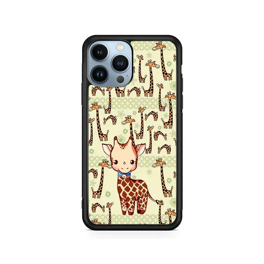 Baby Giraffe Adventure Ground iPhone 15 Pro Max Case-Rubber / Black (2D Case)-Xtracase