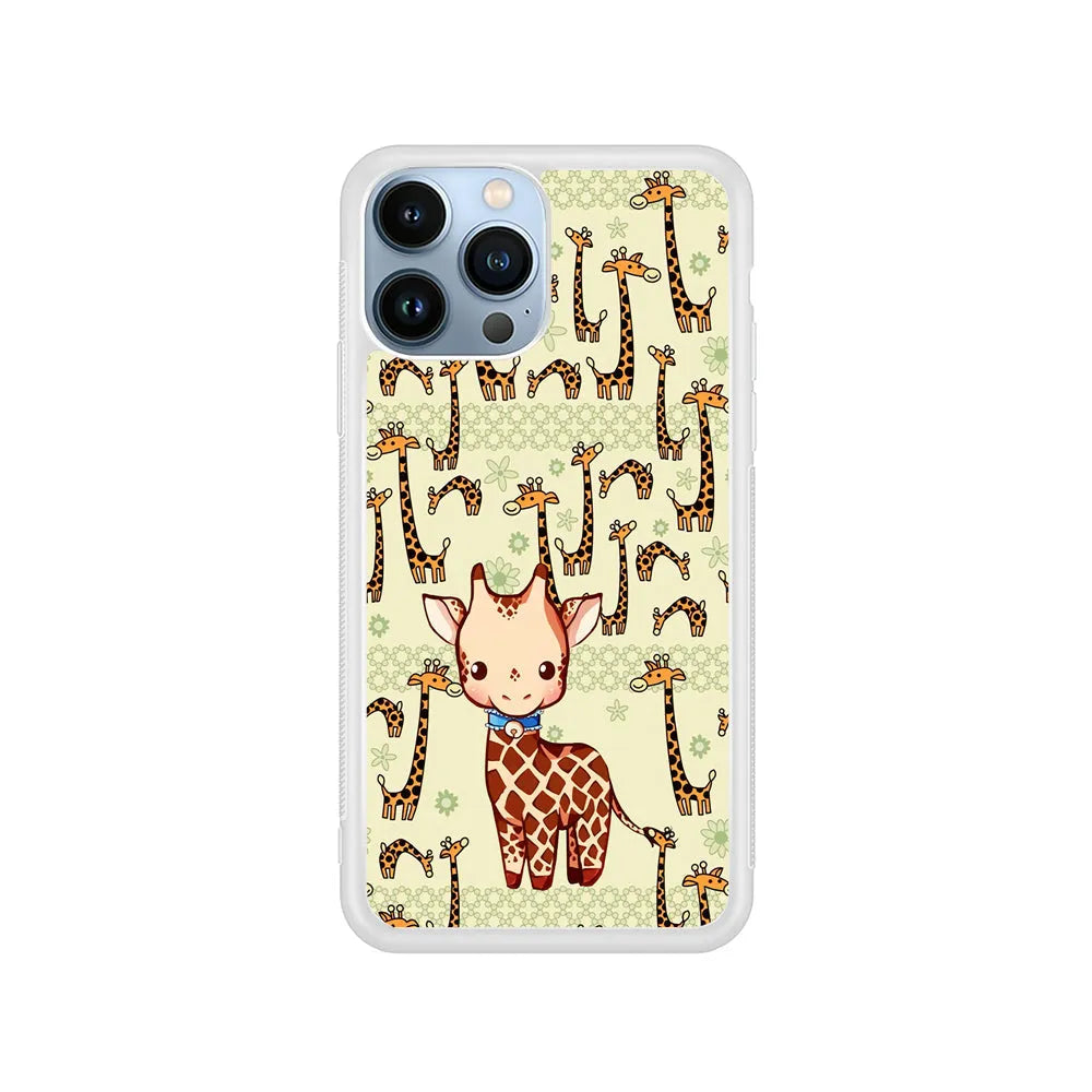 Baby Giraffe Adventure Ground iPhone 13 Pro Case-Rubber / White (2D Case)-Xtracase