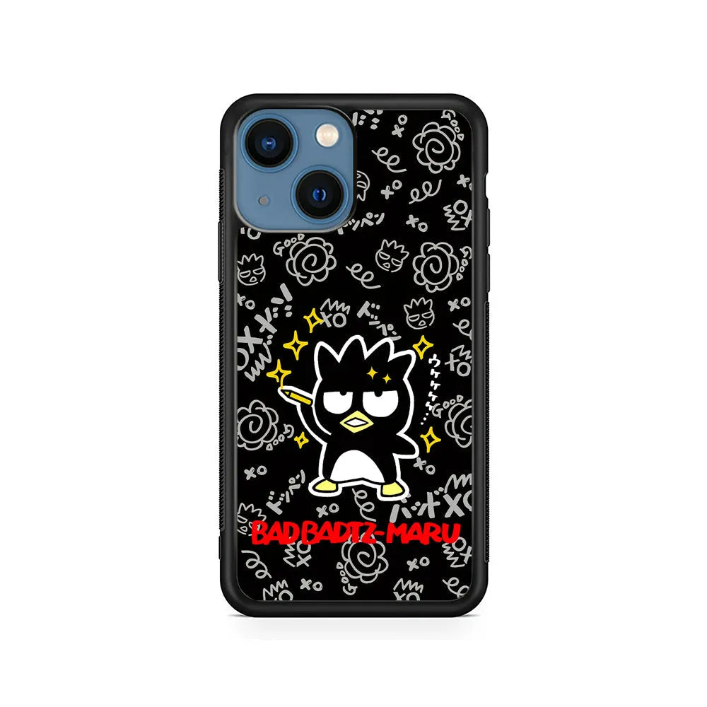 Badtz Maru Sanrio Black iPhone 14 Plus Case-Rubber / Black (2D Case)-Xtracase